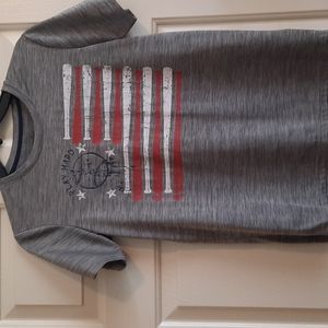 Spalding Athletic Baseball American Tee Shirt. Size Large 14-16. Gray.
